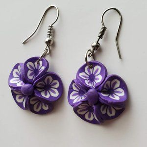 Purple Flower Earrings, Pansy Earrings, Floral Jewelry, Plant Lady Gardener Gift